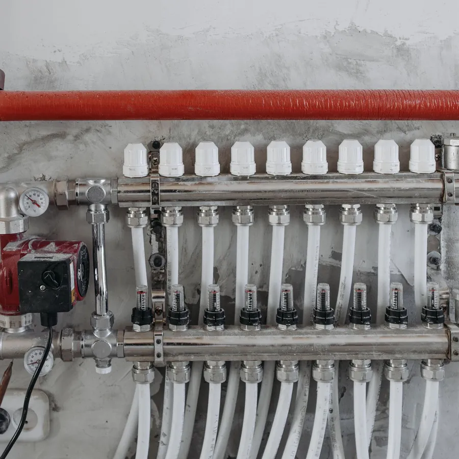 Underfloor heating manifold with flow gauges