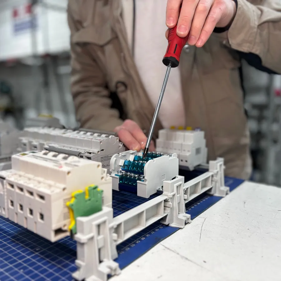 Wiring a heating control panel on the bench